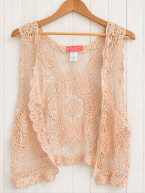 Soul Cake Crochet Lace Open Vest Size S/M